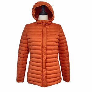 Gertrude + Gaston Womens Sz T3 (L) Orange Light Hood Down Puffer Francine Jacket